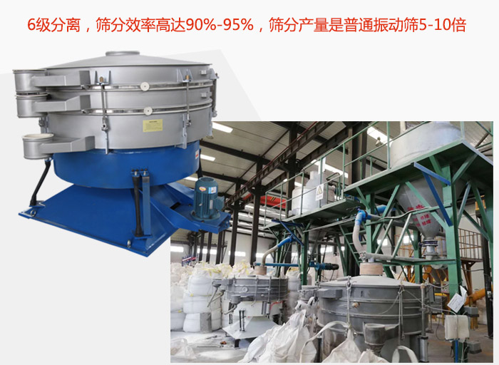 搖擺篩采用6級(jí)分離，篩分效率高達(dá)90%-95%，篩分產(chǎn)量是普通振動(dòng)篩5-10倍