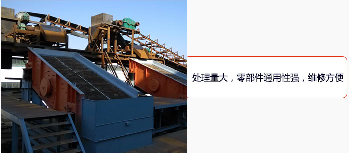 圓振動(dòng)篩處理量大，零部件通用性強(qiáng)，維修方便。
