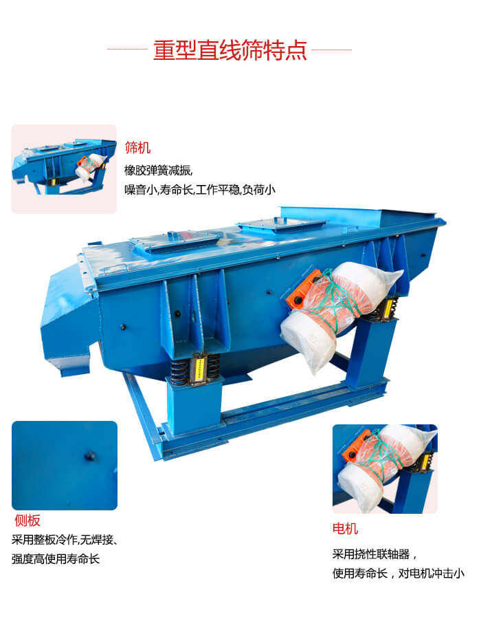 重型直線篩：篩機(jī)，側(cè)板，電機(jī)展示圖