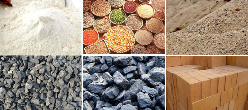 風(fēng)冷式直線振動篩可篩分物料有：耐火材料，糧食，沙土，石子等。