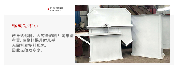 TD型斗式提升機驅(qū)動力小，無回料等特點展示圖。