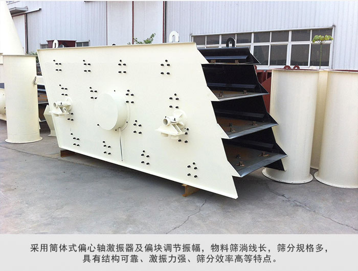 圓振動(dòng)篩 采用筒體式偏心軸激振器及偏心塊調(diào)節(jié)振幅。